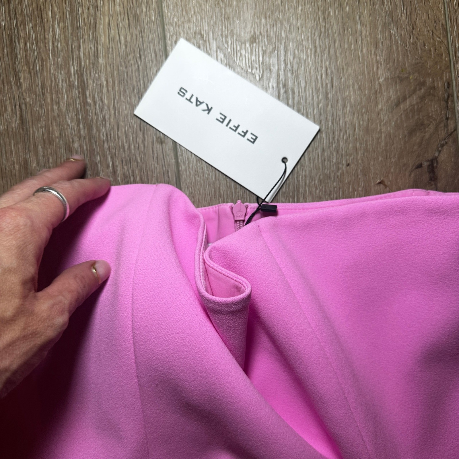 Effie Kats Sierra Pink Strapless Ruched Midi Dress Nwt Large Cocktail Formal — image 5 of 8